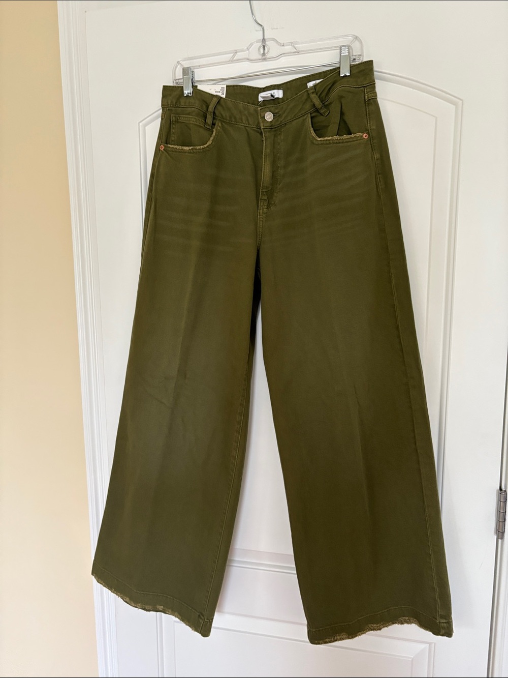 Forever 21 Olive Green Wide-Leg Jeans